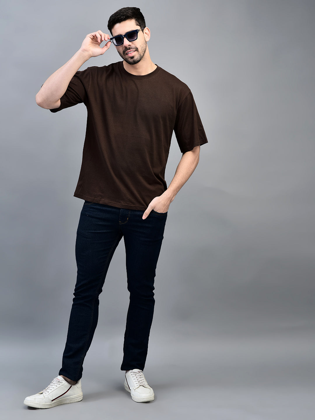 Oversized Fit Ivory Heavy Cotton T-Shirt For Men