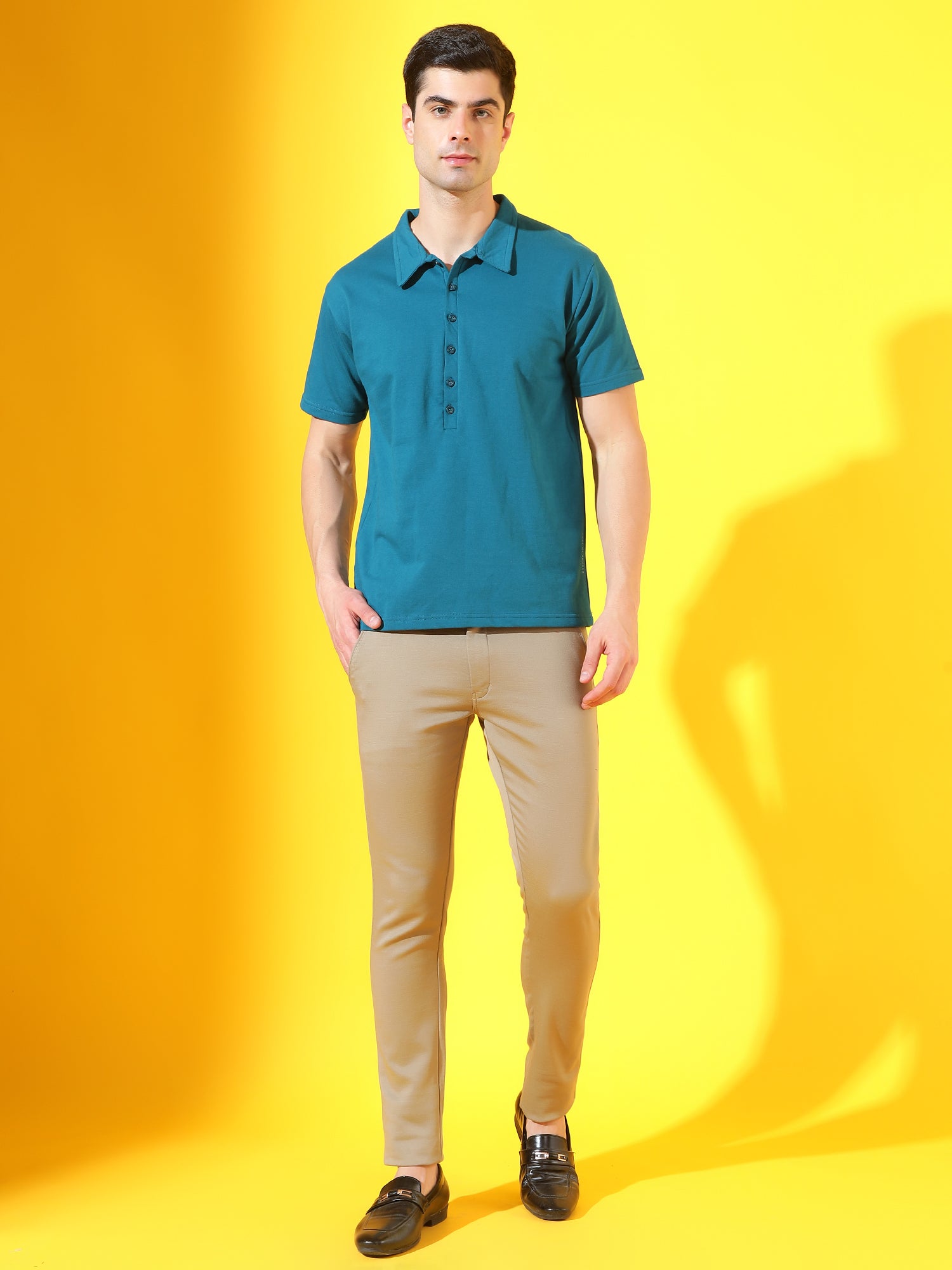 Marine Blue Longevity Premium Cotton Polo T-Shirt For Men