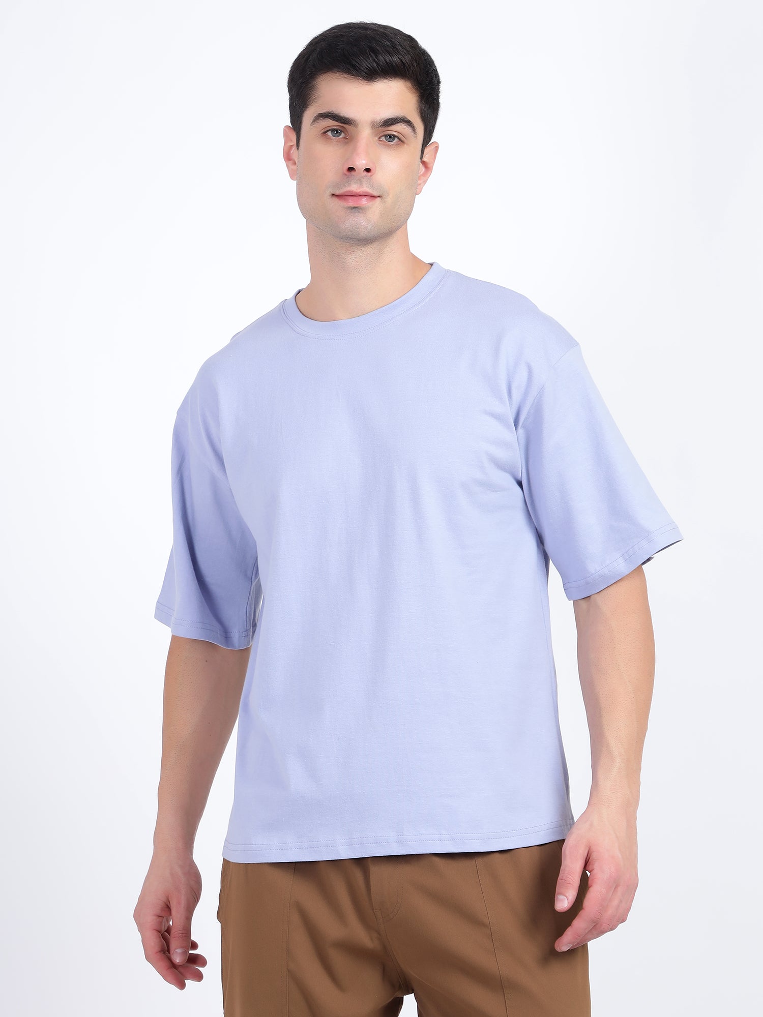 Oversized Fit Soft Lavender Heavy Cotton T-Shirt For Men