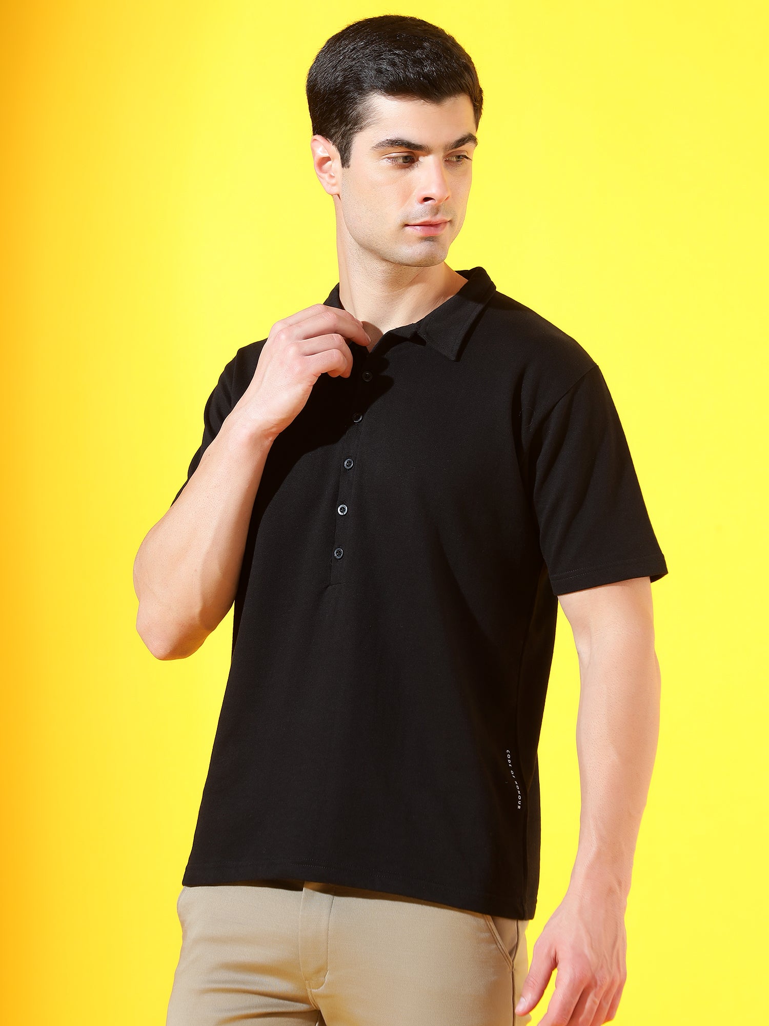 Black Longevity Premium Cotton Polo T-Shirt For Men