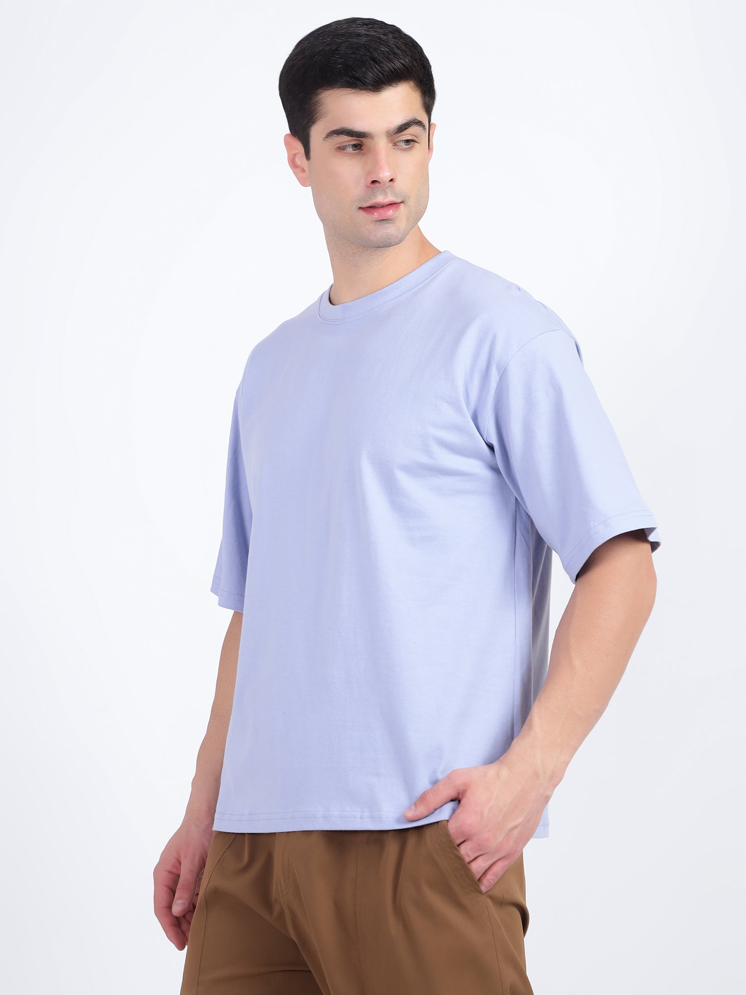 Oversized Fit Soft Lavender Heavy Cotton T-Shirt For Men