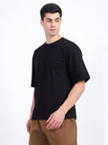 Oversized Fit Dark Black Heavy Cotton T-Shirt For Men