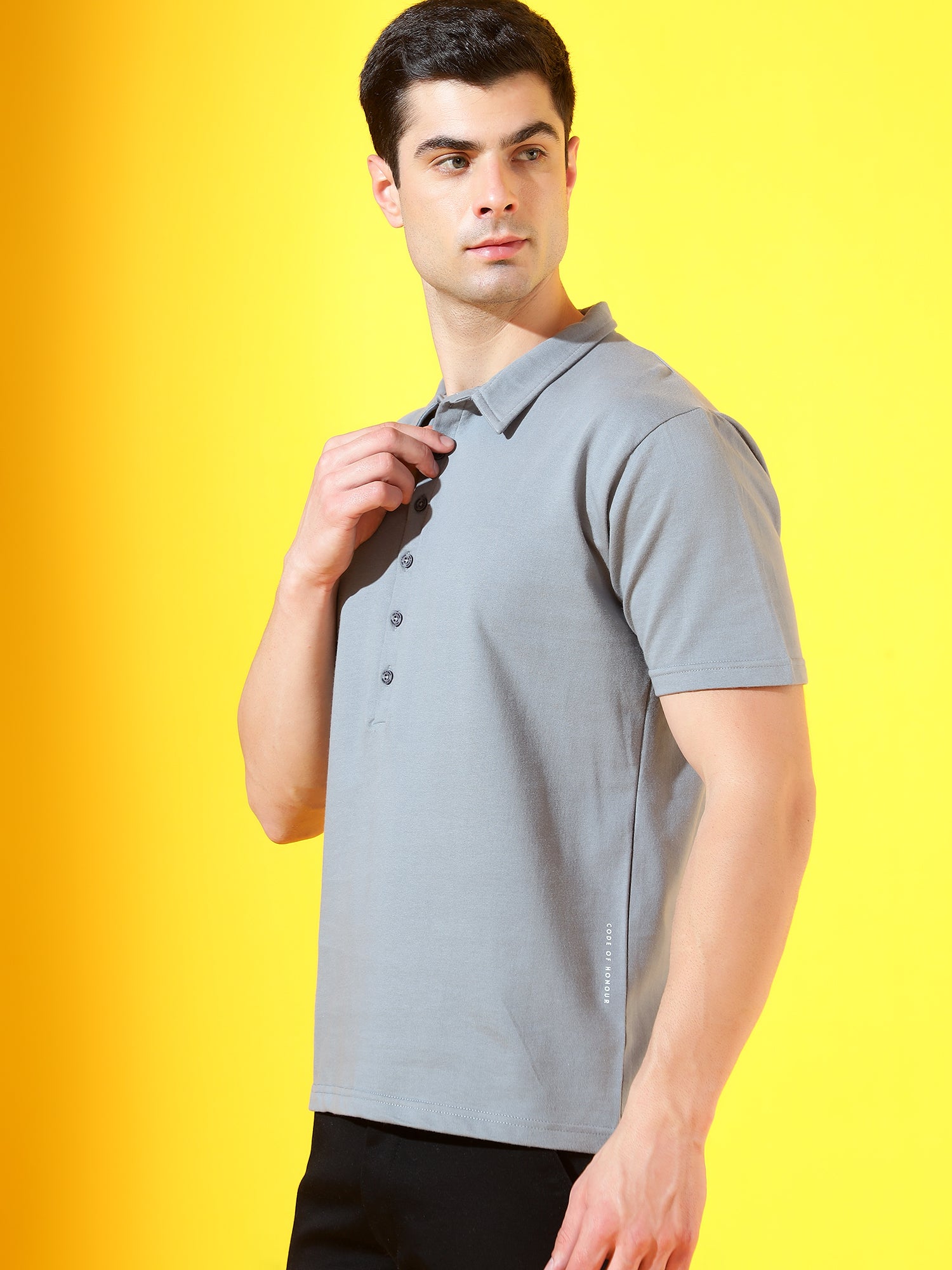 Grey Longevity Premium Cotton Polo T-Shirt For Men