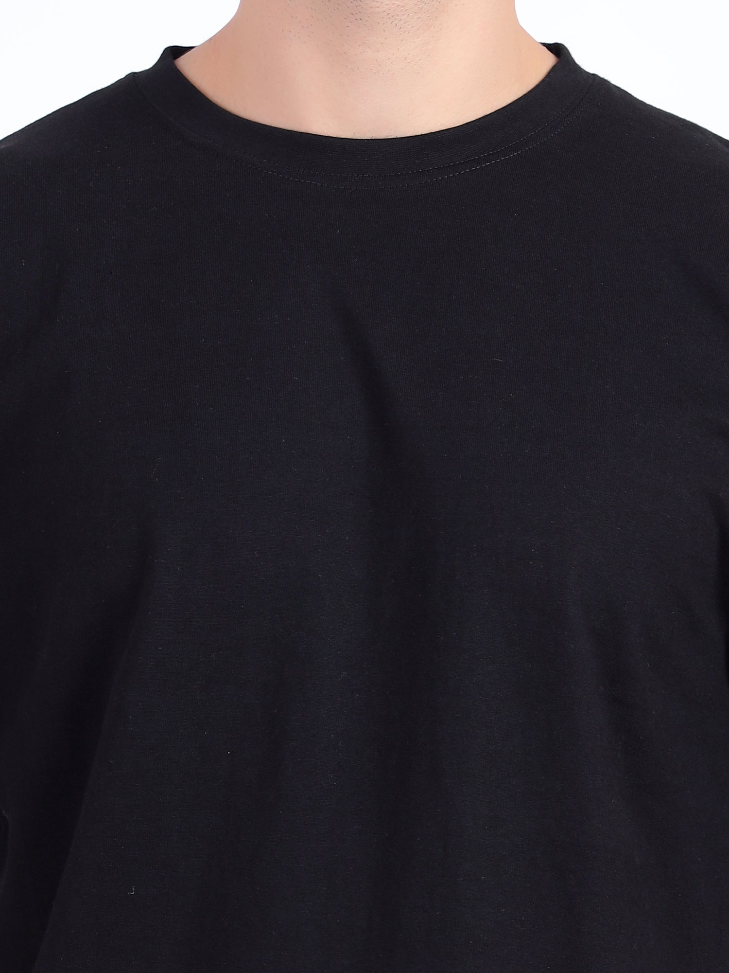 Oversized Fit Dark Black Heavy Cotton T-Shirt For Men