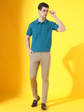 Marine Blue Longevity Premium Cotton Polo T-Shirt For Men