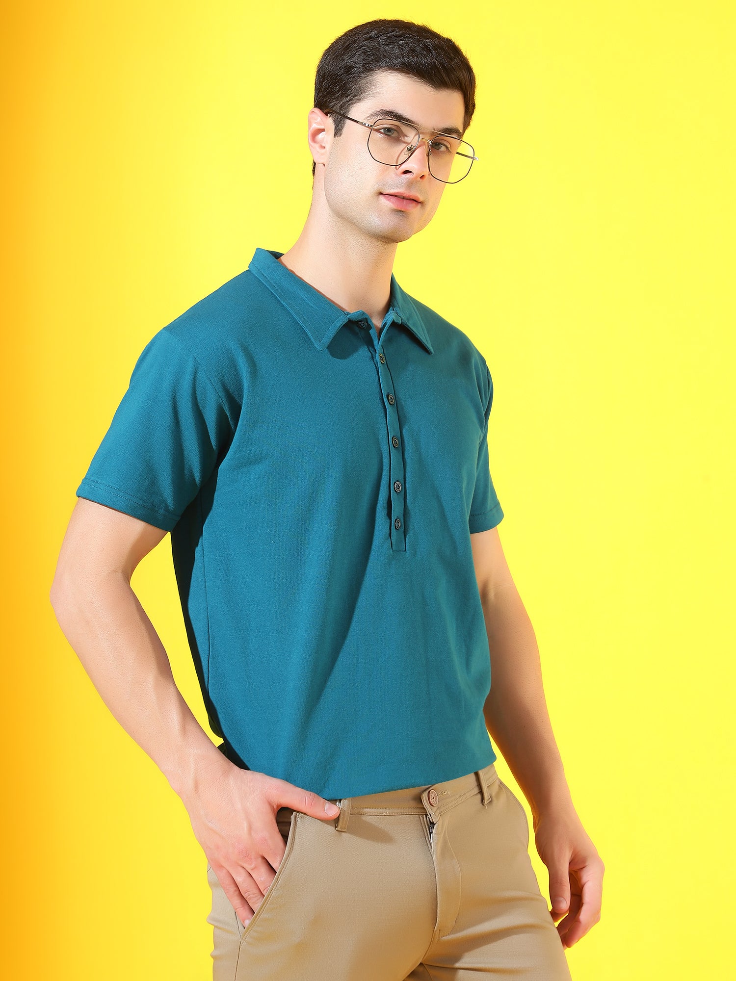 Marine Blue Longevity Premium Cotton Polo T-Shirt For Men