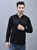 Fine Black Regular Fit Pure Cotton Solid Shirt for Men