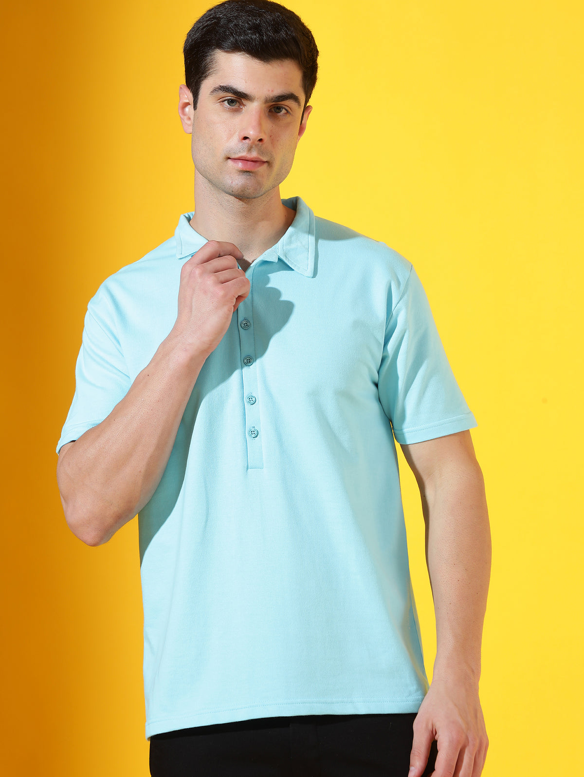 Ice Blue Longevity Premium Cotton Polo T-Shirt For Men