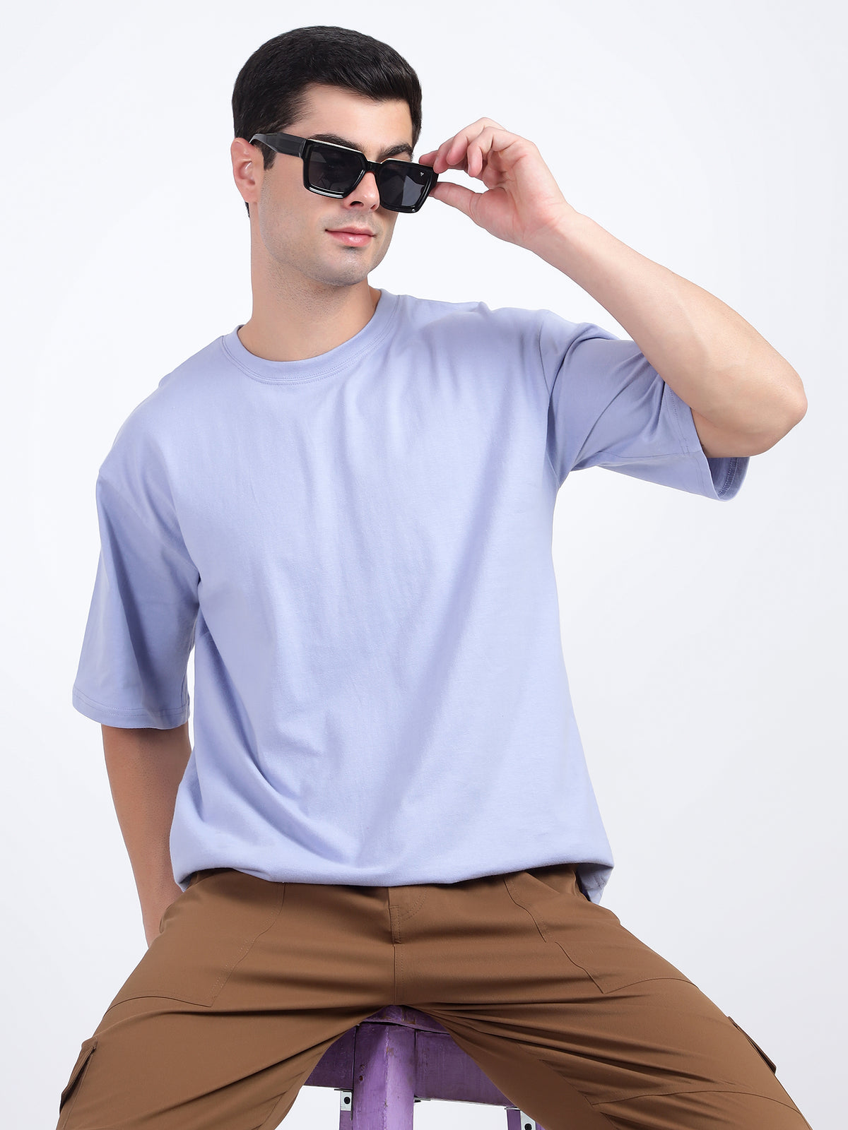 Oversized Fit Soft Lavender Heavy Cotton T-Shirt For Men