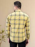 Fearless Yellow Check Regular Fit Pure Cotton Shirt for Men