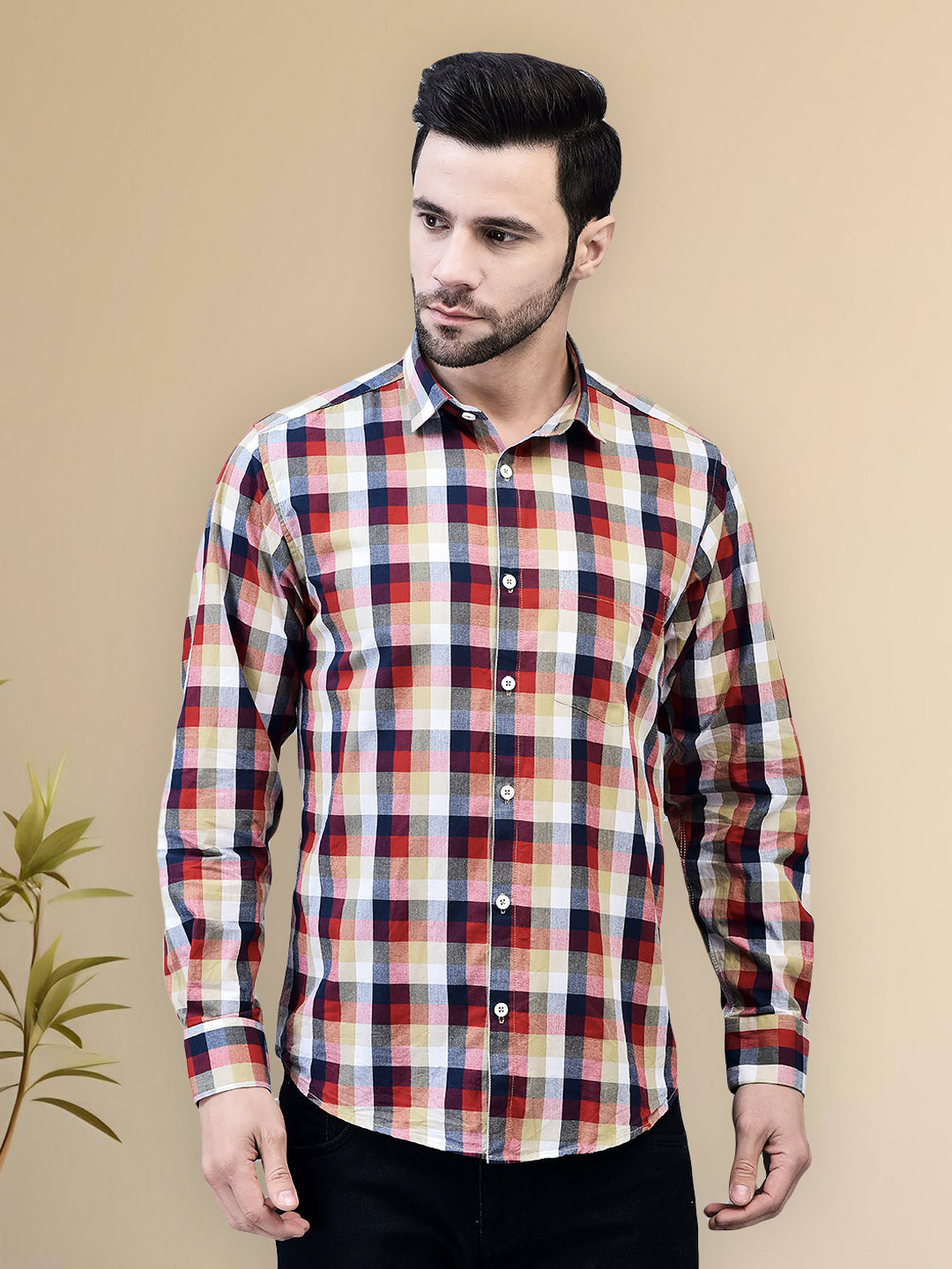 Classic Mix Check Regular Fit Pure Cotton Shirt for Men