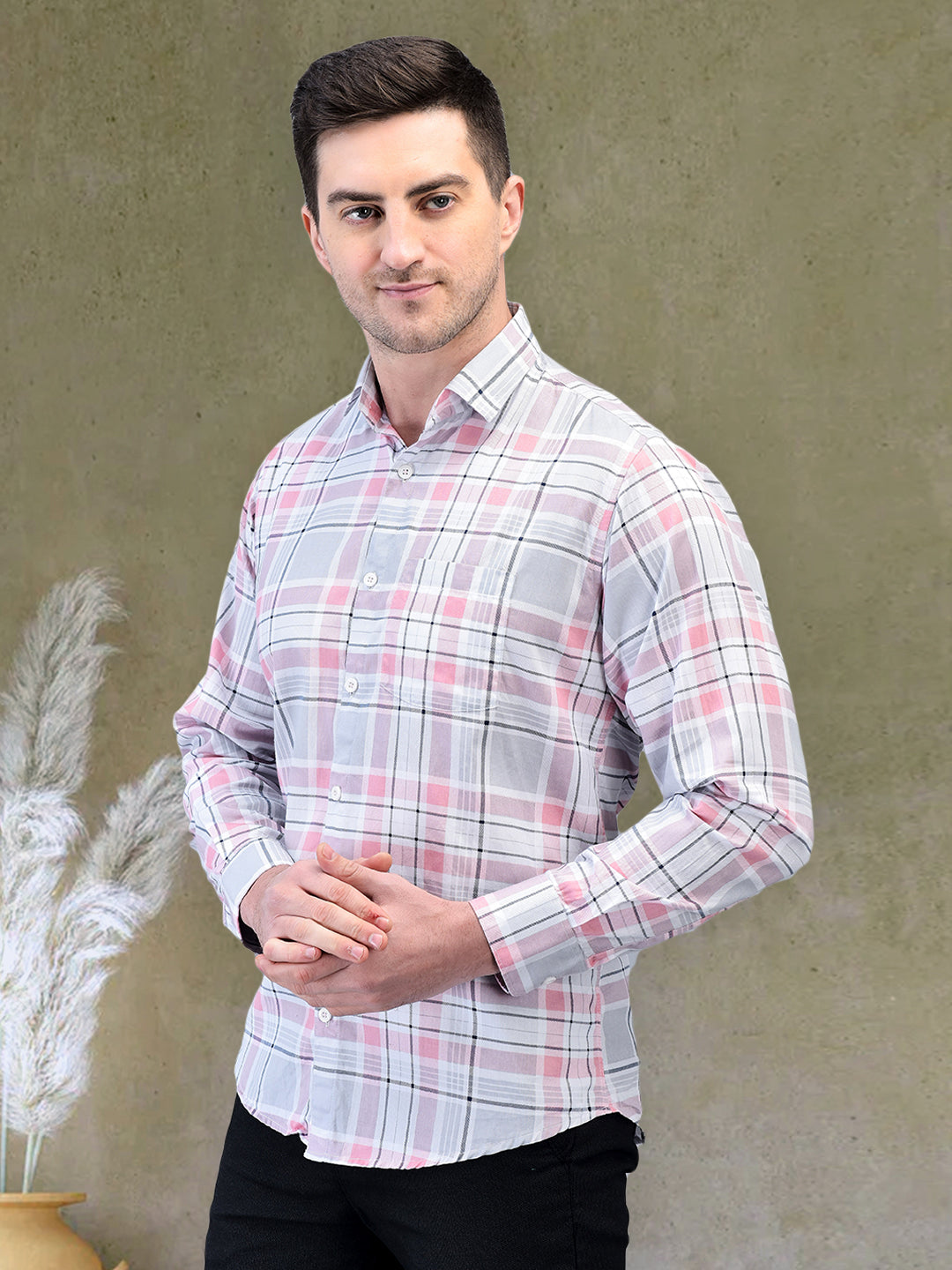 Finest Pink Check Regular Fit Pure Cotton Shirt for Men