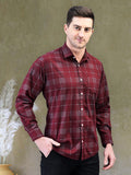 Maroon Prime Check Regular Fit Pure Cotton Shirt for Men