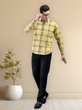 Fearless Yellow Check Regular Fit Pure Cotton Shirt for Men