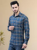 Lapis Blue Check Regular Fit Pure Cotton Shirt for Men