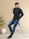 Deep Blue Check Regular Fit Pure Cotton Shirt for Men