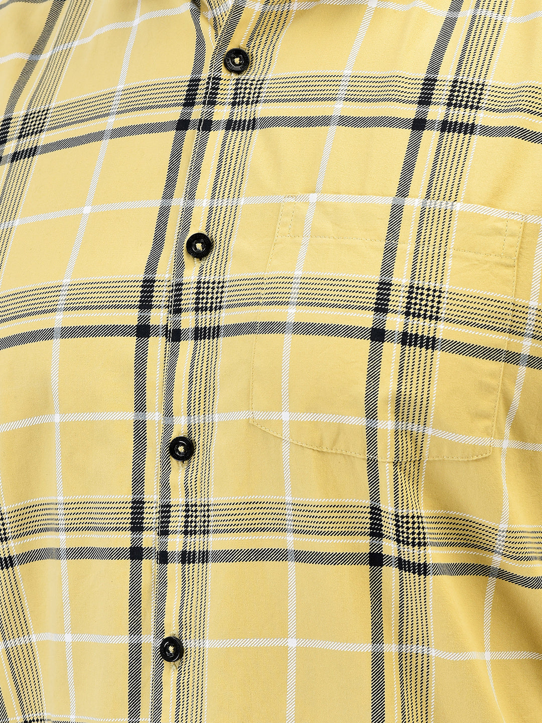 Fearless Yellow Check Regular Fit Pure Cotton Shirt for Men