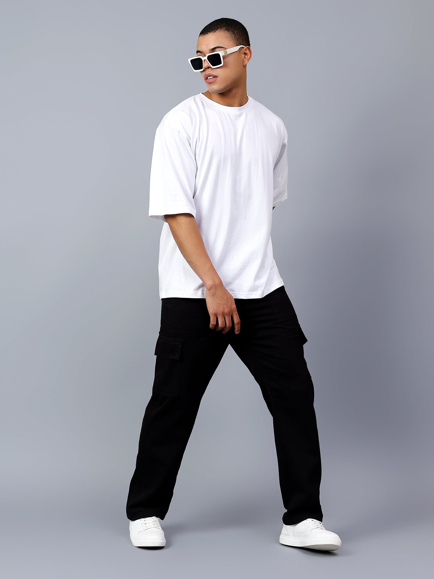 Oversized Fit Snowy White Heavy Cotton T-Shirt For Men