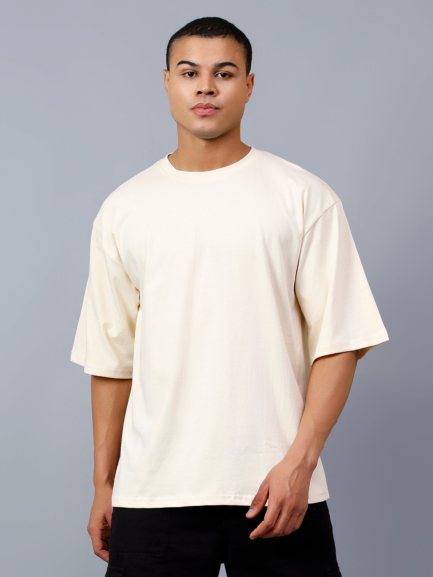 Oversized Fit Snowy White Heavy Cotton T-Shirt For Men