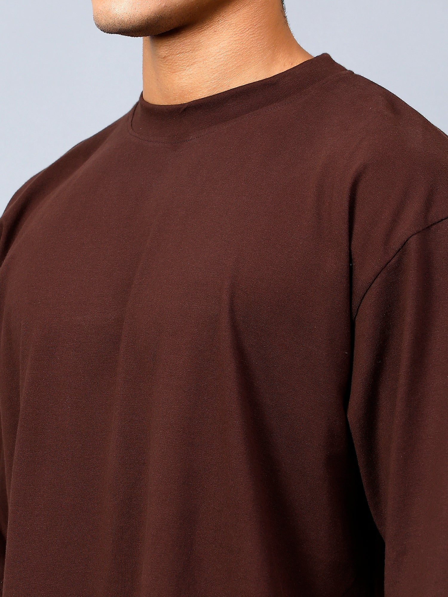 Oversized Fit Coffee Brown Heavy Cotton T-Shirt For Men