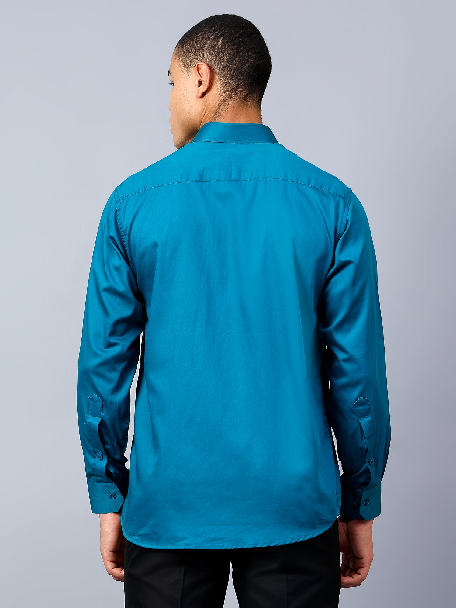 Sea Green Fit Pure Cotton Solid Shirt for Men