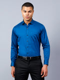 Peacock Blue Regular Fit Pure Cotton Solid Shirt for Men