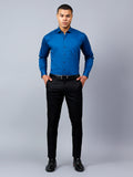 Peacock Blue Regular Fit Pure Cotton Solid Shirt for Men