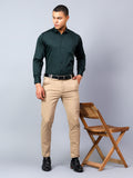 Bottle Green Regular Fit Pure Cotton Solid Shirt for Men