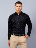 Classic Black Printed Regular Fit Luxury Rich Cotton Shirt for Men